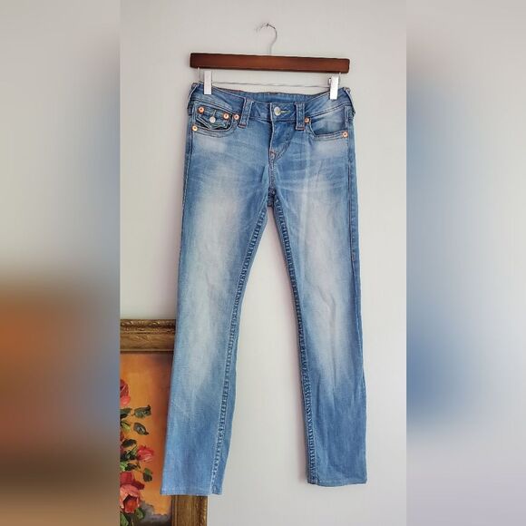 True Religion Denim - True Religion Classic Blue Denim Slim Straight Jeans Size 26